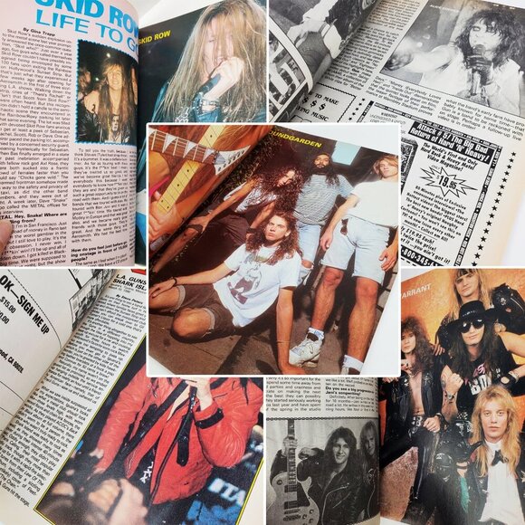 Metal Magazine VTG Skid Row Warrant Heart, Posters Aug. 1990 Aged Unread Stock - Picture 5 of 11